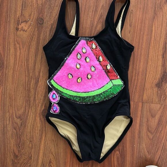 Lola + The Boys watermelon sequins handmade one piece bathing suit or leotard li - Picture 1 of 4